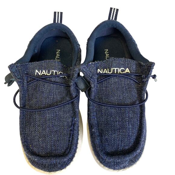 Nautica Rushford Boys Slip On Shoe Sz 13 Blue Nautical Canvas Preppy Boat Summer - Picture 1 of 11